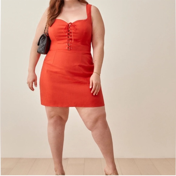 Reformation Dresses & Skirts - Reformation Red Lace-Up Mini Dress